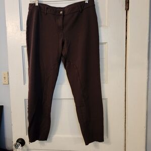 Eileen Fisher Pants, Brown Ponte Tapered Leg Ankle Sz Large Zip Ankle Detail EUC